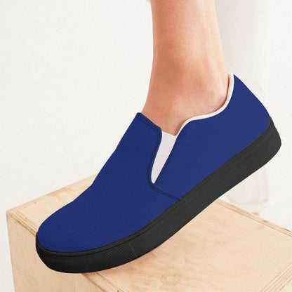Navy Women's Slip-On Canvas Sneakers (I-CL-DE) - Woman CloseUp