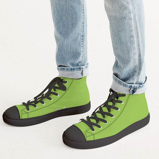 Neon Green Men's High-Top Canvas Sneakers (GL3-BR-ME) - Man CloseUp