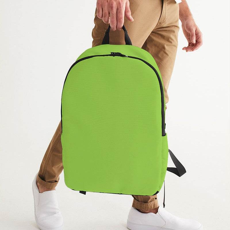Neon Green Waterproof Backpack (GL3-BR-ME) - Man Holding CloseUp