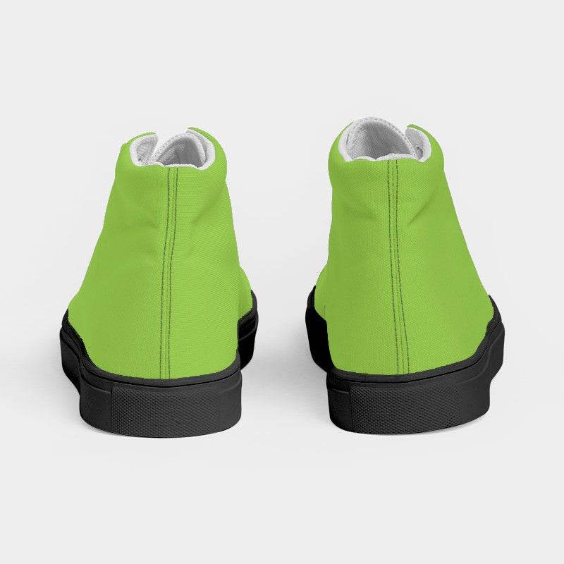 Neon Green Women's High-Top Canvas Sneakers (GL3-BR-ME) - Back