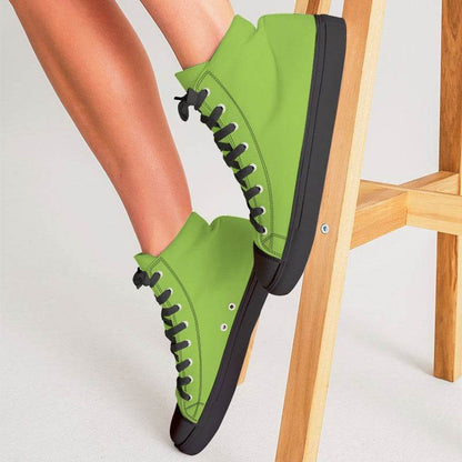 Neon Green Women's High-Top Canvas Sneakers (GL3-BR-ME) - Woman CloseUp
