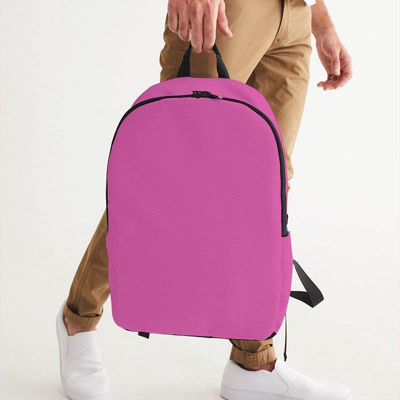 Neon Pink Waterproof Backpack (PIM2-CL-LI) - Man Holding CloseUp