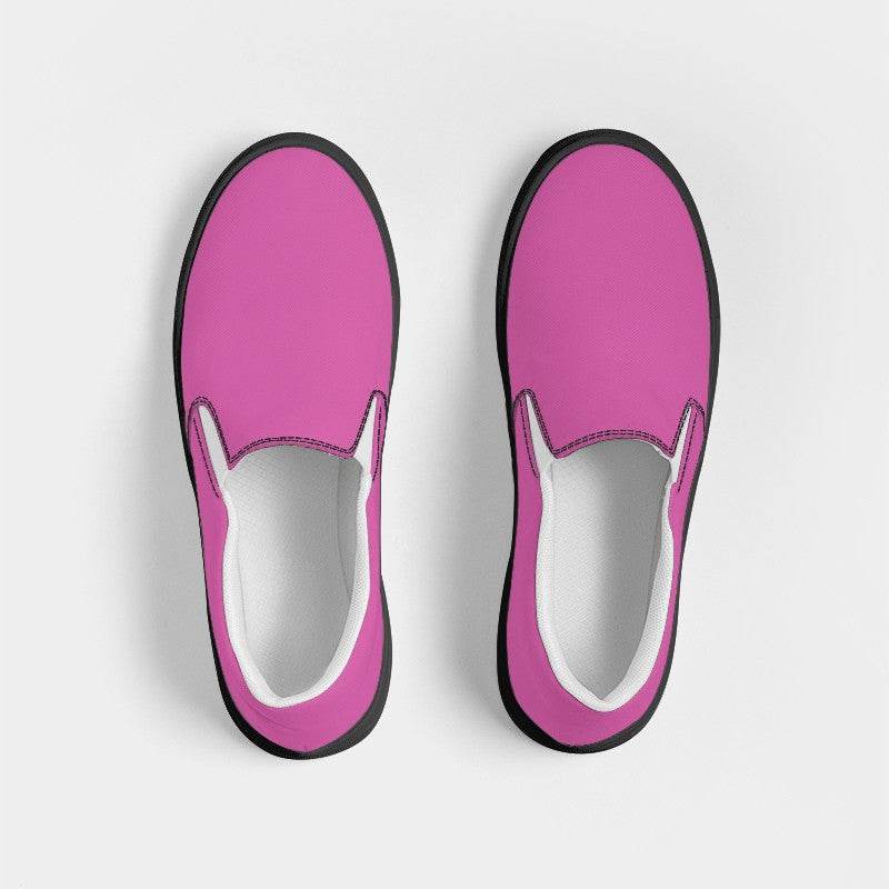 Neon Pink Women's Slip-On Canvas Sneakers (PIM2-CL-LI) - Top