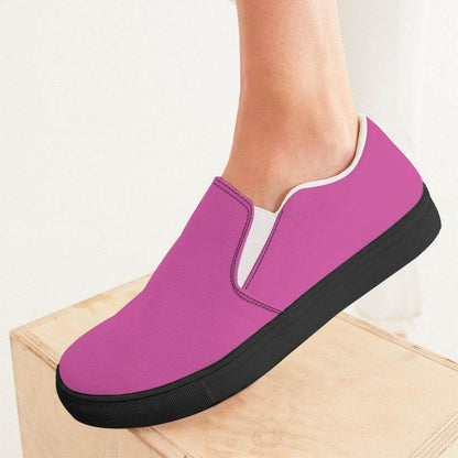 Neon Pink Women's Slip-On Canvas Sneakers (PIM2-CL-LI) - Woman CloseUp