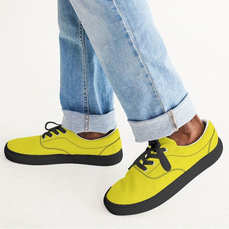 Neon Yellow Men's Canvas Sneakers (LY2-BR-ME) - Man CloseUp