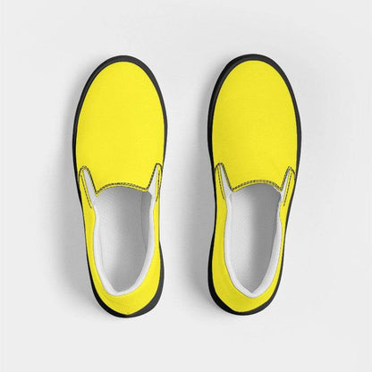 Neon Yellow Men's Slip-On Canvas Sneakers (LY2-BR-ME) - Top