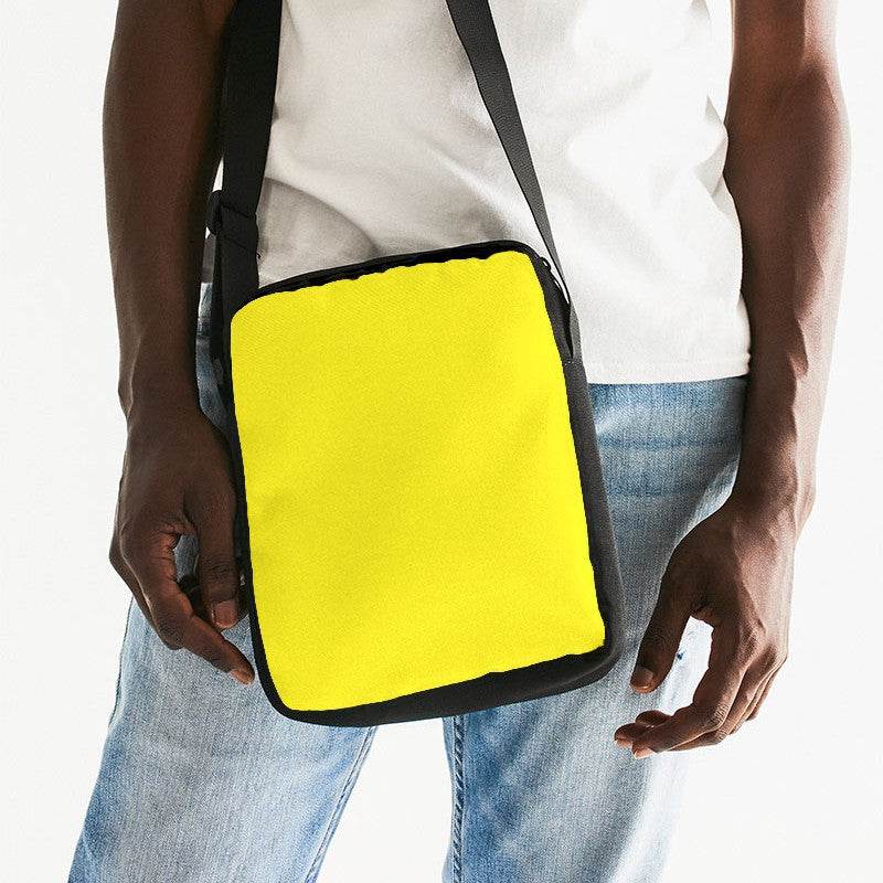 Neon Yellow Messenger Pouch (LY2-BR-ME) - Man Front CloseUp