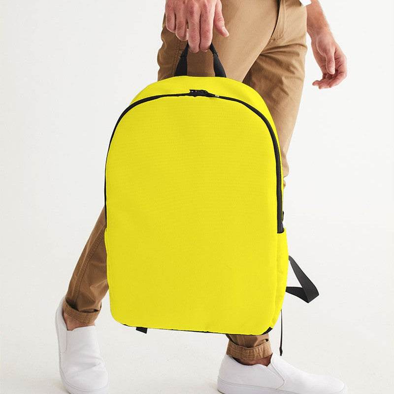 Neon Yellow Waterproof Backpack (LY2-BR-ME) - Man Holding CloseUp