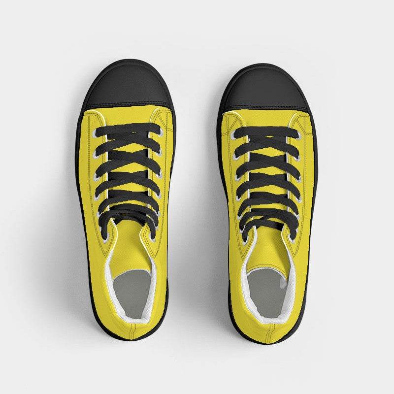 Neon Yellow Women's High-Top Canvas Sneakers (LY2-BR-ME) - Top