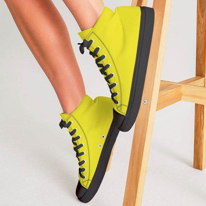 Neon Yellow Women's High-Top Canvas Sneakers (LY2-BR-ME) - Woman CloseUp