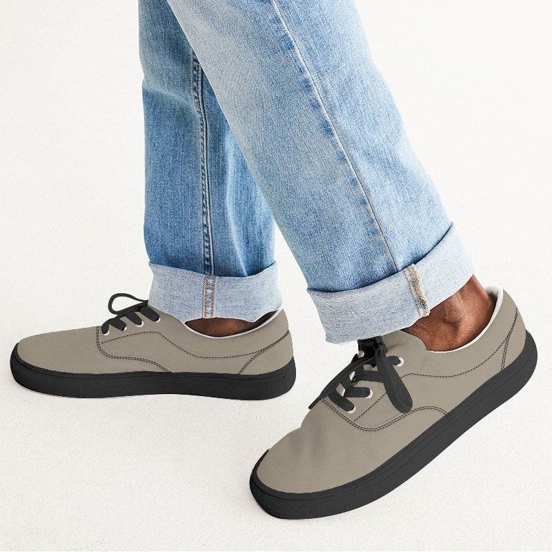 Oatmeal Men's Canvas Sneakers (YO2-NE-ML) - Man CloseUp