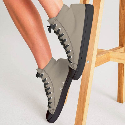 Oatmeal Women's High-Top Canvas Sneakers (YO2-NE-ML) - Woman CloseUp