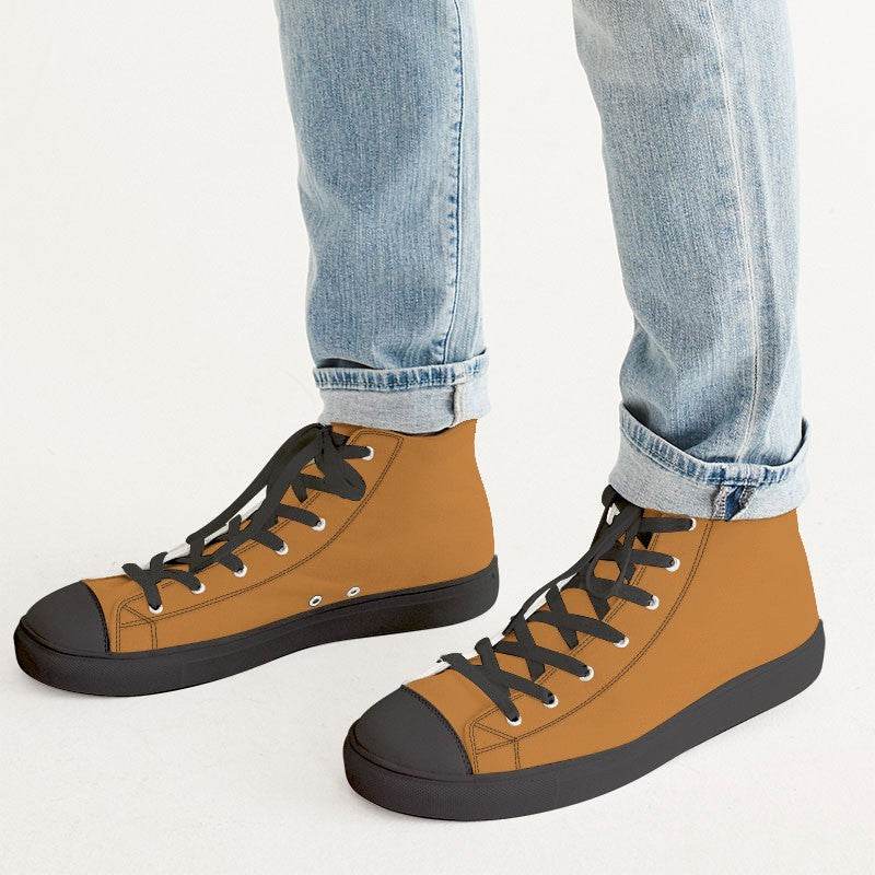 Ochre Men's High-Top Canvas Sneakers (O-CL-DE) - Man CloseUp