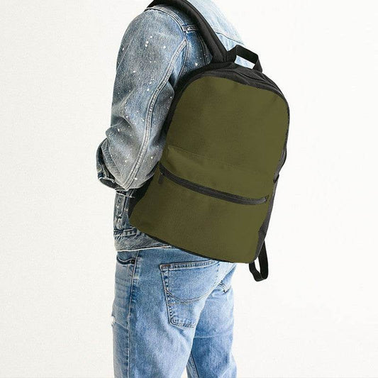 Olive Canvas Backpack (LY2-FM-DA) - Man Back CloseUp