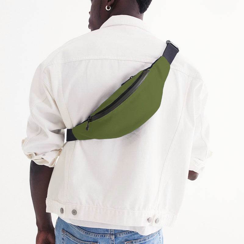 Olive Green Belt Bag (L-MU-DA) - Man Back