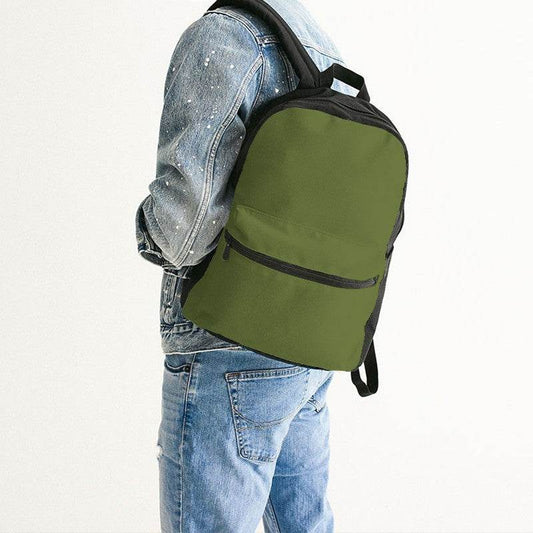 Olive Green Canvas Backpack (L-MU-DA) - Man Back CloseUp