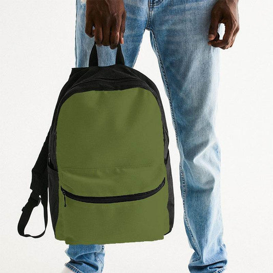 Olive Green Canvas Backpack (L-MU-DA) - Man Holding