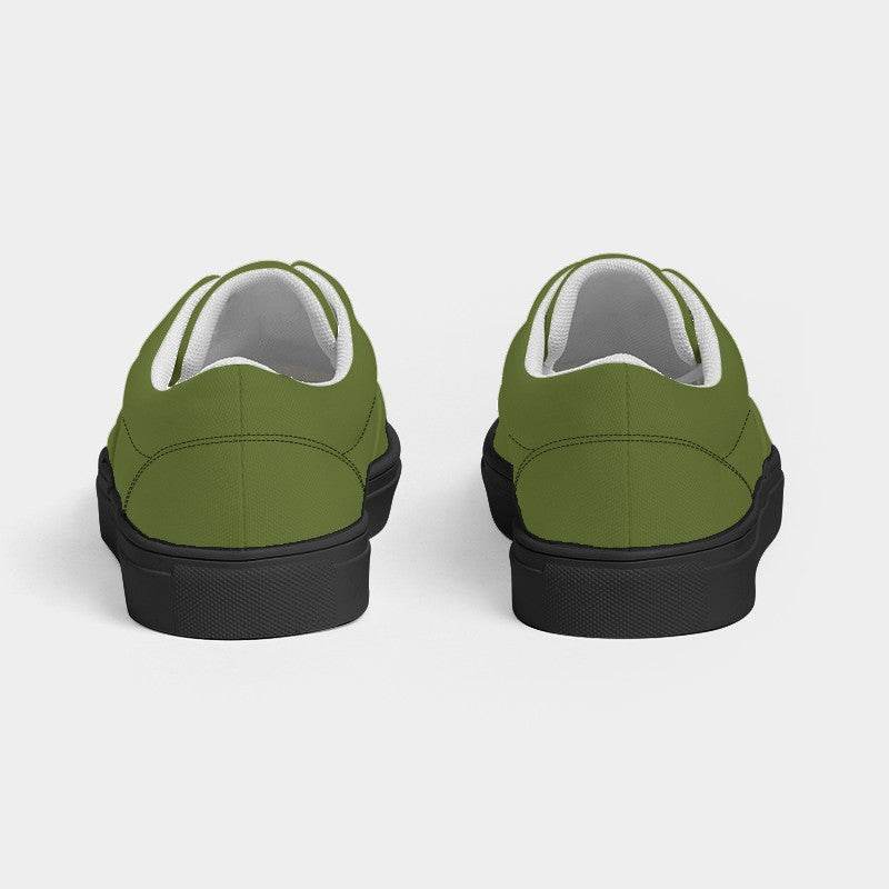 Olive Green Men's Canvas Sneakers (L-MU-DA) - Back