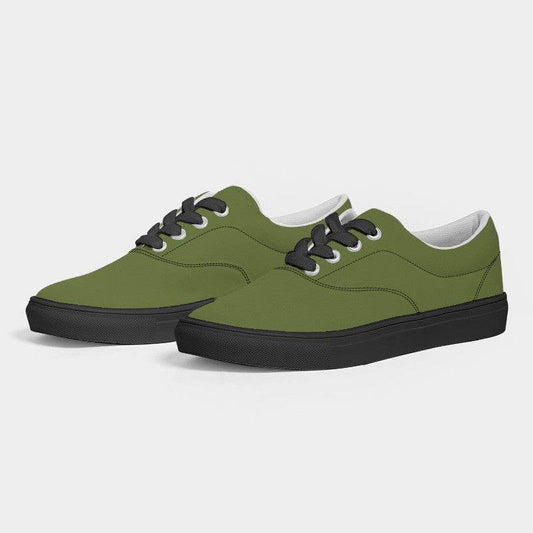 Olive Green Men's Canvas Sneakers (L-MU-DA) - Side 3