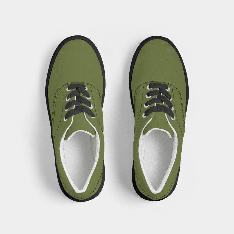 Olive Green Men's Canvas Sneakers (L-MU-DA) - Top