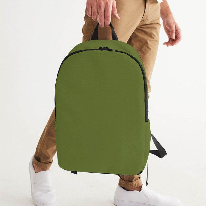 Olive Green Waterproof Backpack (L-MU-DA) - Man Holding CloseUp