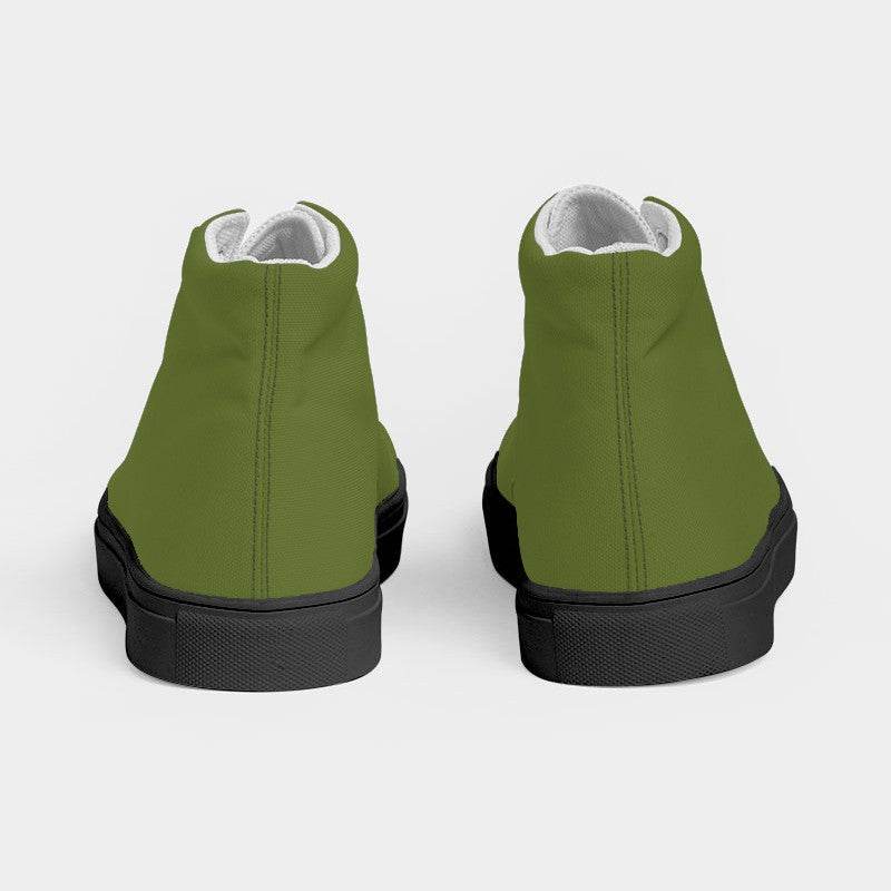 Olive Green Women's High-Top Canvas Sneakers (L-MU-DA) - Back