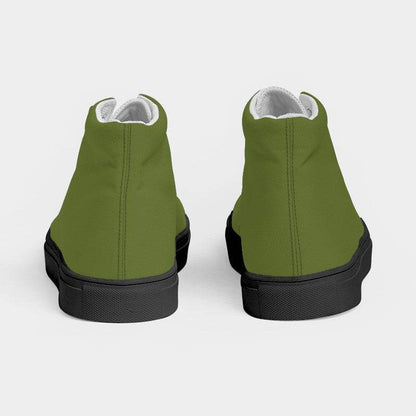 Olive Green Women's High-Top Canvas Sneakers (L-MU-DA) - Back