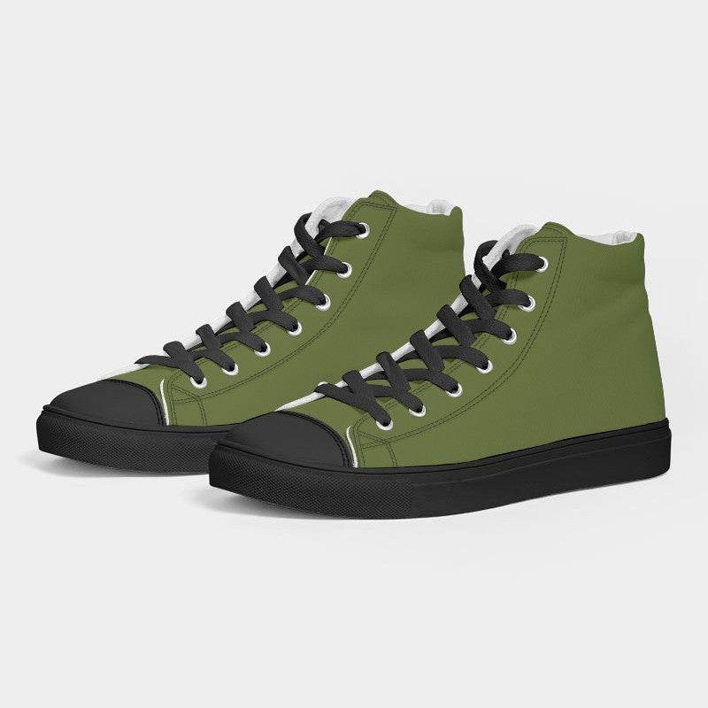 Olive Green Women's High-Top Canvas Sneakers (L-MU-DA) - Side 3