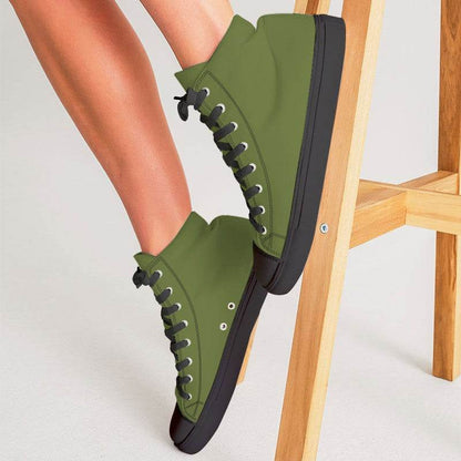 Olive Green Women's High-Top Canvas Sneakers (L-MU-DA) - Woman CloseUp