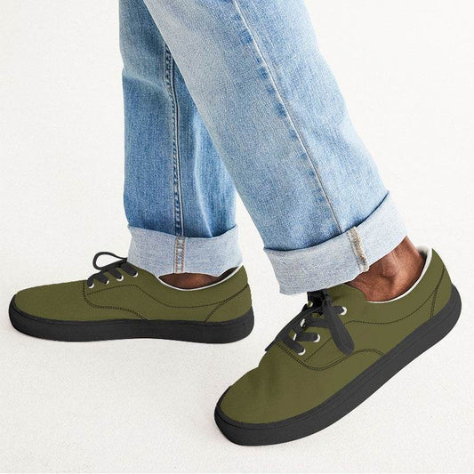 Olive Men's Canvas Sneakers (LY2-FM-DA) - Man CloseUp