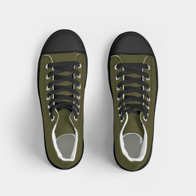 Olive Men's High-Top Canvas Sneakers (LY2-FM-DA) - Top