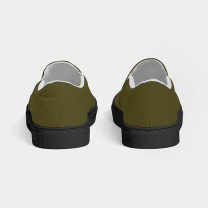 Olive Men's Slip-On Canvas Sneakers (LY2-FM-DA) - Back