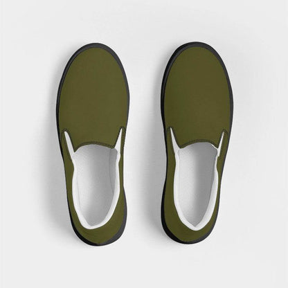 Olive Men's Slip-On Canvas Sneakers (LY2-FM-DA) - Top