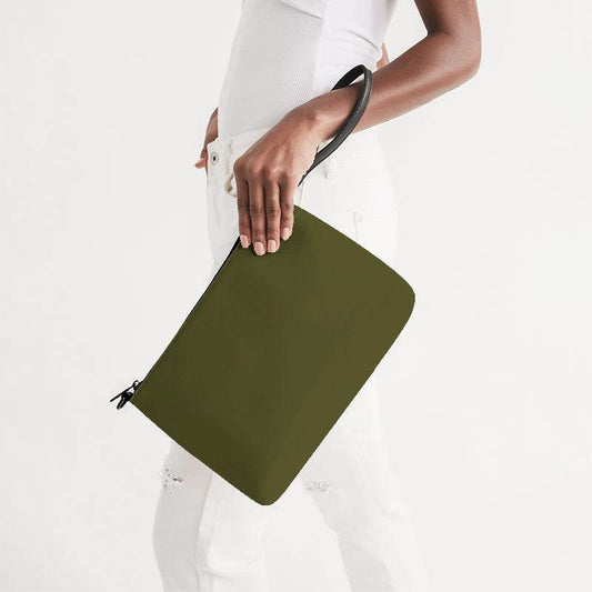 Olive Zip Pouch (LY2-FM-DA) - Side Holding