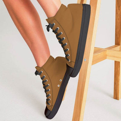 Orange-Brown Women's High-Top Canvas Sneakers (O-ME-DE) - Woman CloseUp