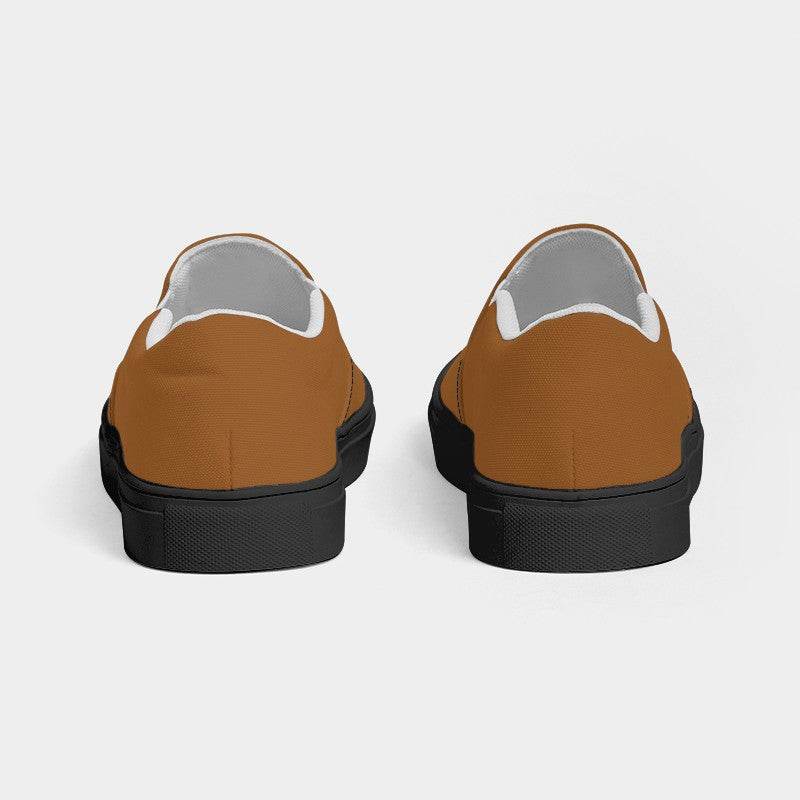 Orange-Brown Women's Slip-On Canvas Sneakers (O-ME-DE) - Back