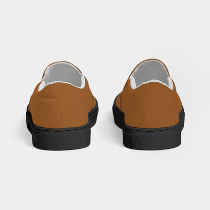 Orange-Brown Women's Slip-On Canvas Sneakers (O-ME-DE) - Back