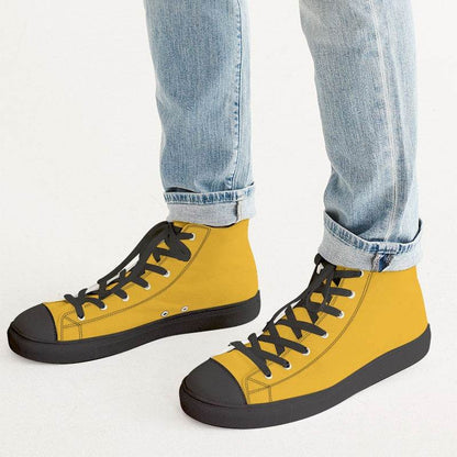 Orange-Yellow Men's High-Top Canvas Sneakers (YO1-BR-ME) - Man CloseUp