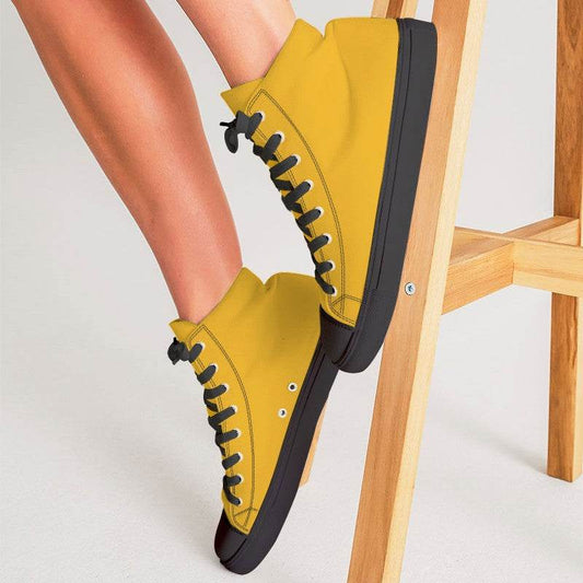 Orange-Yellow Women's High-Top Canvas Sneakers (YO1-BR-ME) - Woman CloseUp
