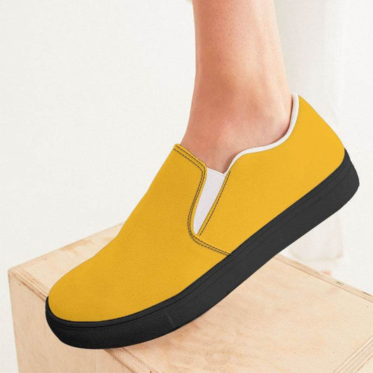 Orange-Yellow Women's Slip-On Canvas Sneakers (YO1-BR-ME) - Woman CloseUp