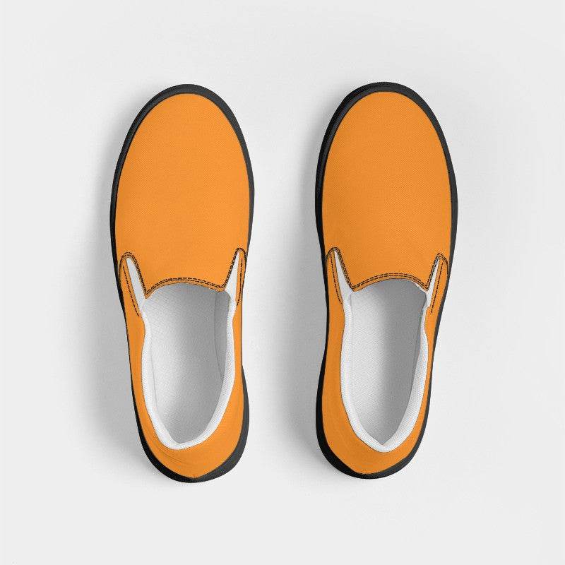 Orange Men's Slip-On Canvas Sneakers (O-BR-ME) - Top