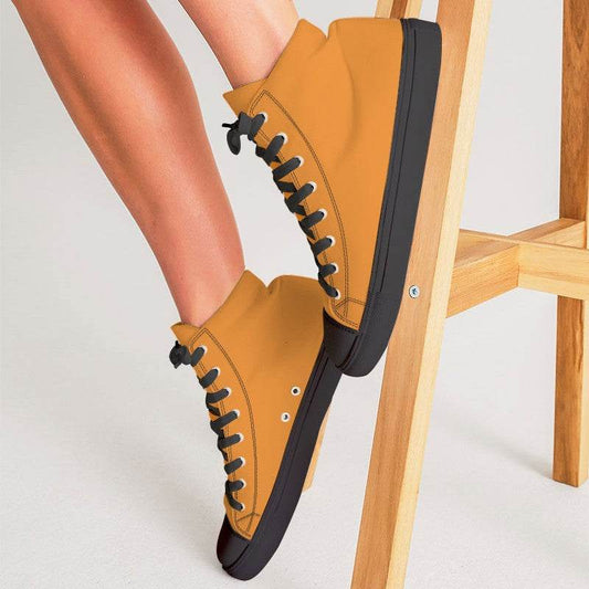 Orange Women's High-Top Canvas Sneakers (O-BR-ME) - Woman CloseUp