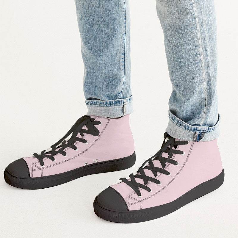 Pale Pink Men's High-Top Canvas Sneakers (PI-NE-LI) - Man CloseUp