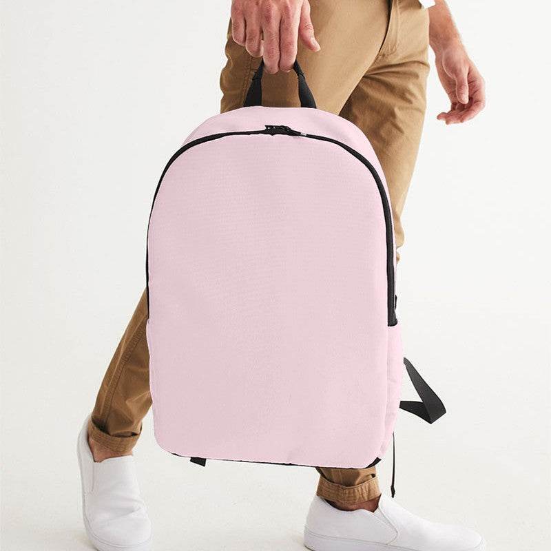 Pale Pink Waterproof Backpack (PI-NE-LI) - Man Holding CloseUp