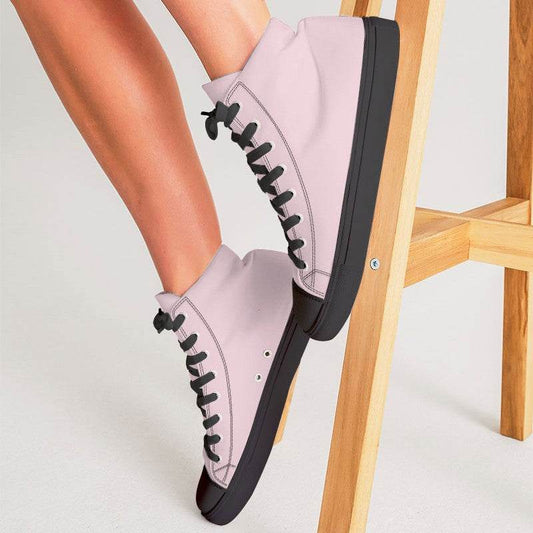 Pale Pink Women's High-Top Canvas Sneakers (PI-NE-LI) - Woman CloseUp