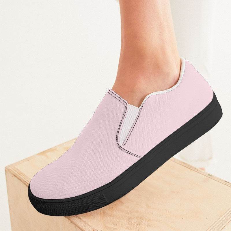 Pale Pink Women's Slip-On Canvas Sneakers (PI-NE-LI) - Woman CloseUp
