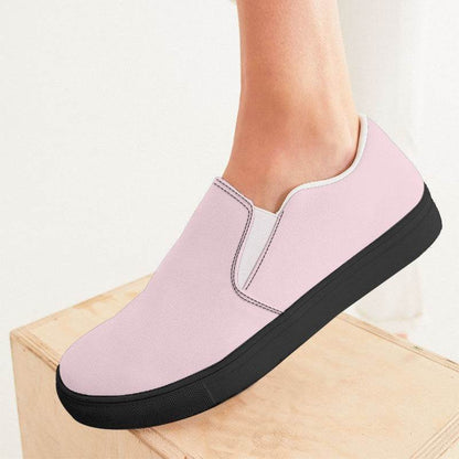 Pale Pink Women's Slip-On Canvas Sneakers (PI-NE-LI) - Woman CloseUp
