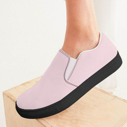 Pale Pink Women's Slip-On Canvas Sneakers (PI-NE-LI) - Woman CloseUp