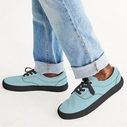 Pastel Blue Men's Canvas Sneakers (C-MU-LI) - Man CloseUp
