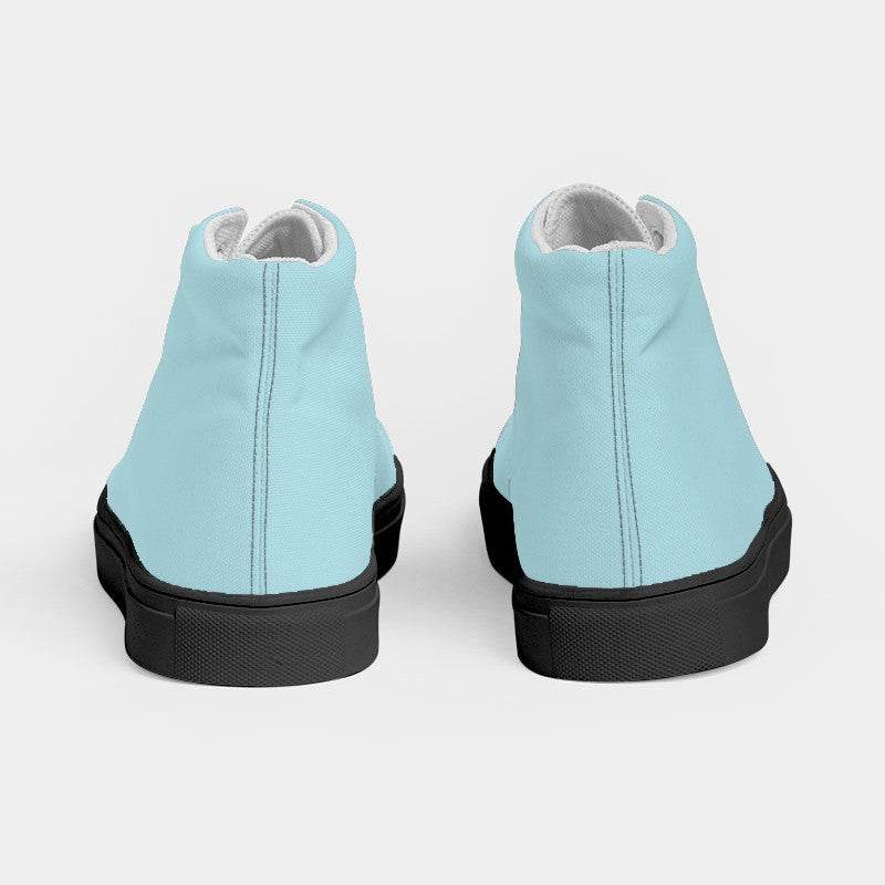 Pastel Blue Men's High-Top Canvas Sneakers (C-MU-LI) - Back
